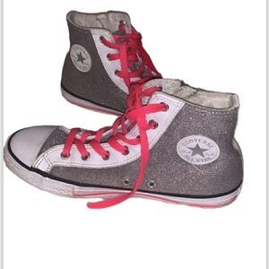 Converse  Gray/Sparkly Shoes SZ 5